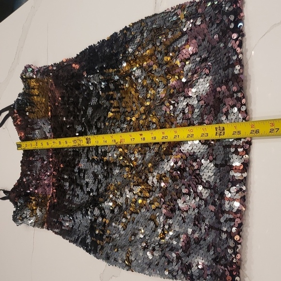 REVAMPED Sequence Evening Mini Dress Gold Copper Silver Spaghettin Straps - Picture 14 of 14